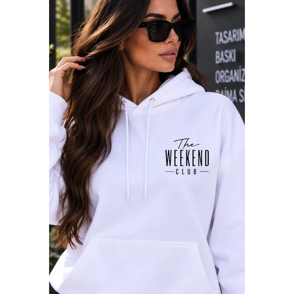 The Weekend Club Baskılı Beyaz Kapüşonlu Sweatshirt The Weekend Club Baskılı Beyaz Kapüşonlu Sweatshirt