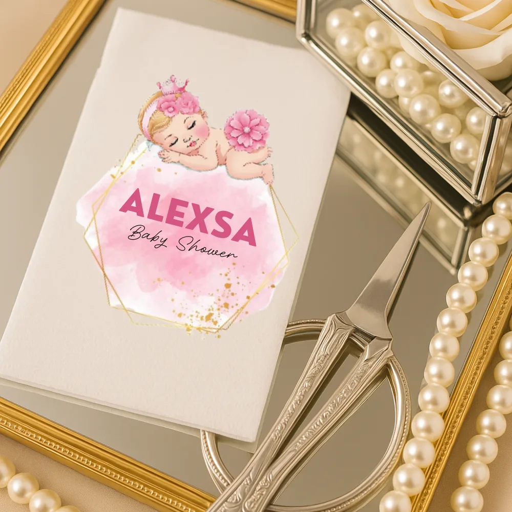 Kişiye Özel Prenses Bebek Baby Shower Peçetesi – Pembe Taçlı ve İsim Yazılı Tasarım Kişiye Özel Prenses Bebek Baby Shower Peçetesi – Pembe Taçlı ve İsim Yazılı Tasarım - Kişiye Özel Baskılı Peçete