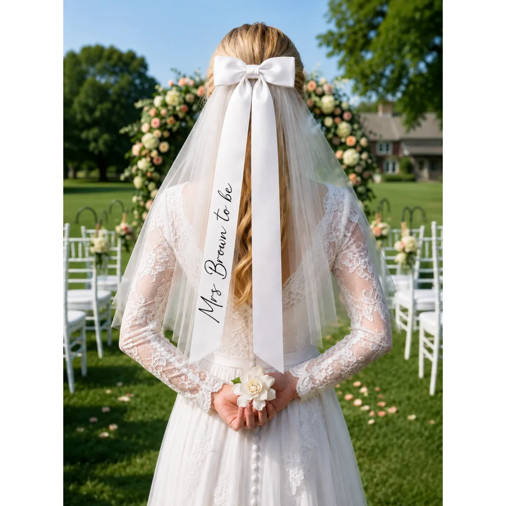 Kişiye Özel Gelin Fiyonk Duvağı – “Future Mrs.” Yazılı Bride Saç Aksesuarı Kişiye Özel Gelin Fiyonk Duvağı – “Future Mrs.” Yazılı Bride Saç Aksesuarı