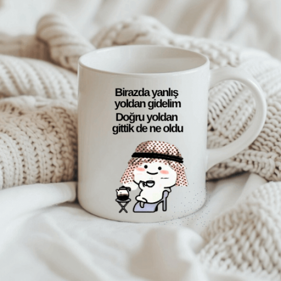 Birazda Yanlış Yoldan Gidelim Tasarım Mizah Kupa – Esprili Komik Hediye Kupa Bardak