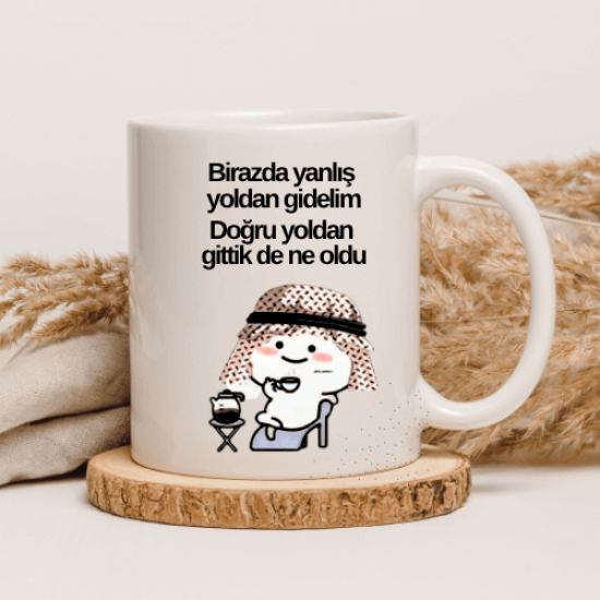 Birazda Yanlış Yoldan Gidelim Tasarım Mizah Kupa – Esprili Komik Hediye Kupa Bardak