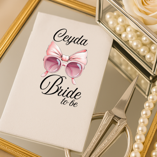 Bride to Be Pembe Fiyonk Gözlüklü Tasarım – Kişiye Özel Bekarlığa Veda Peçetesi