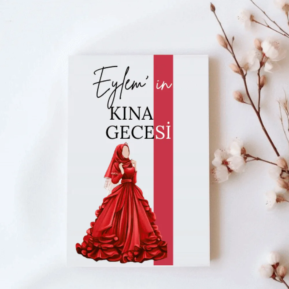 Eylem’in Kına Gecesi Hediyelik Kına Kartı | Kırmızı Bindallı Gelin Tasarımlı Kişiye Özel Kart Eylem’in Kına Gecesi Hediyelik Kına Kartı | Kırmızı Bindallı Gelin Tasarımlı Kişiye Özel Kart