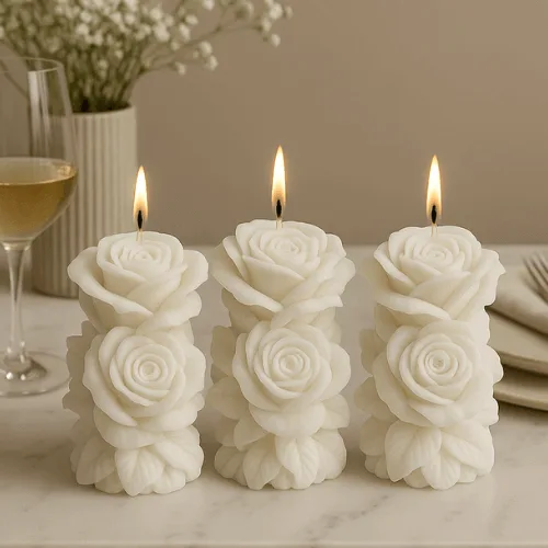 Gül Şeklinde Dekoratif Kokulu Mum Gül Şeklinde Dekoratif Kokulu Mum