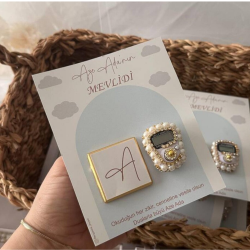 İnci Detaylı Zikirmatikli Kişiye Özel Mevlid Hediyeliği