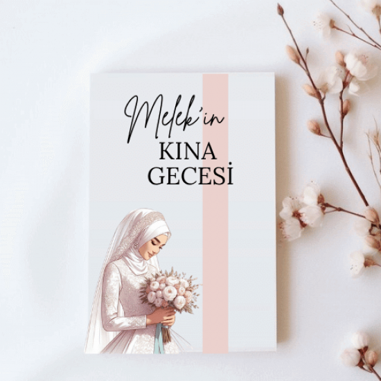 Kına Gecesi Hediyelik Kına Kartı | Kişiye Özel Gelin İllüstrasyonlu