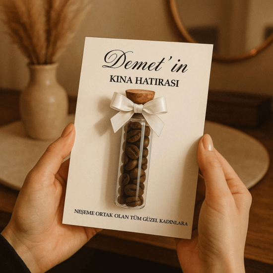 Kına Gecesi Kahve Tüplü Hediyelik – Kişiye Özel Kına Hatırası Kartı
