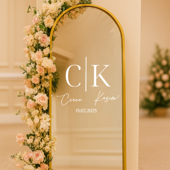 Kişiye Özel Ayna Karşılama Panosu Folyo Yazısı – Düğün, Nişan, Söz Organizasyon Sticker