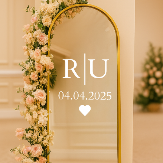 Kişiye Özel Baş Harfli Folyo Yazı Çıkartması – Ayna & Pleksi İçin Sticker (R|U Model)