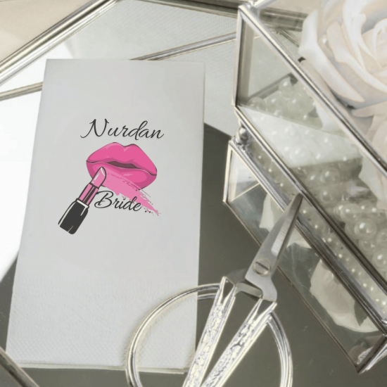 Kişiye Özel Bride Peçetesi – Ruj ve Dudak Temalı Bekarlığa Veda Masa Peçetesi