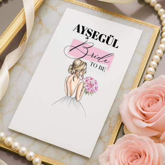Kişiye Özel Bride To Be Peçetesi – Gelin İllüstrasyonlu Pembe Şık Parti Peçetesi