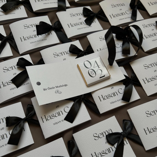 Kişiye Özel Çikolatalı Nişan Hatırası – Kurdeleli Söz ve Nişan Hediyeliği