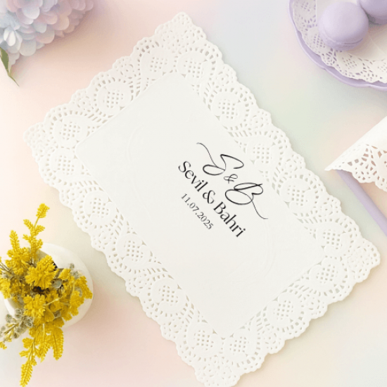 Kişiye Özel Dantelli Amerikan Servis (İsim & Tarih Baskılı)