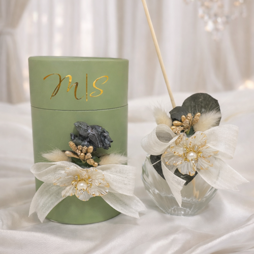 Kişiye Özel Gold Yazılı Oda Kokusu Seti – Şık Kutulu Bambu Çubuklu Difüzör