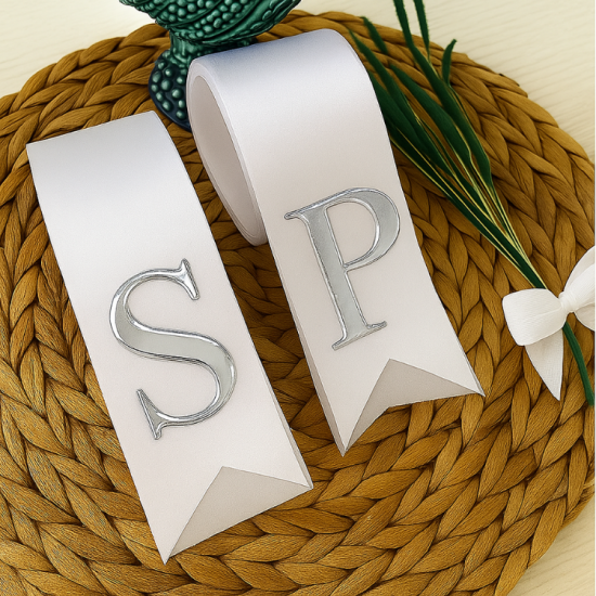 Kişiye Özel Harf Baskılı Saten Takı Kurdelesi