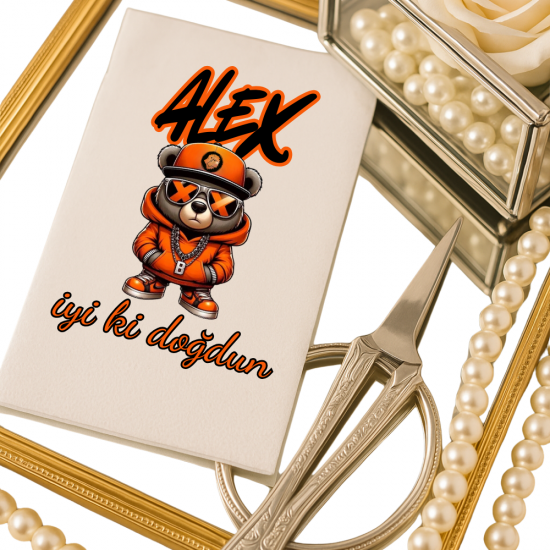 Kişiye Özel Hip-Hop Ayı Temalı Doğum Günü Peçetesi – İsim Yazılı Özel Tasarım