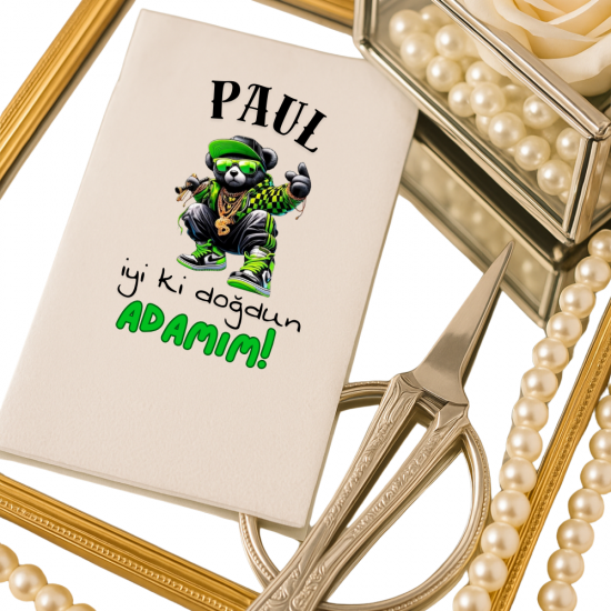 Kişiye Özel Hip-Hop Ayıcıklı Doğum Günü Peçetesi – “Adamım” Temalı Tasarım