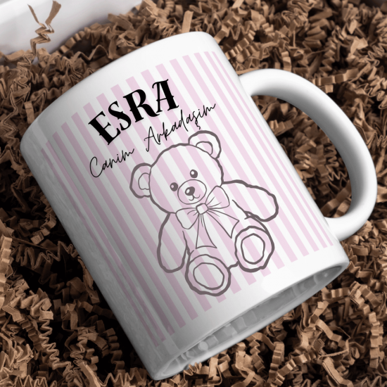 Kişiye Özel İsimli Ayıcık Tasarım Kupa – Hediye Kupa Bardak