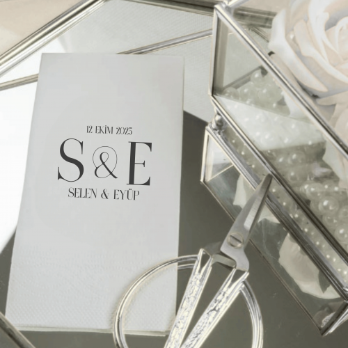 Kişiye Özel İsimli Minimal Düğün ve Nişan Peçetesi