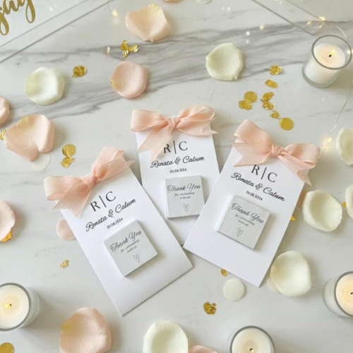 Kişiye Özel Kartlı Madlen Çikolata Hediyelik – Kurdeleli Nikah & Nişan Hediyeliği