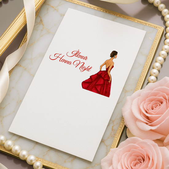 Kişiye Özel Kına Gecesi Baskılı Peçete – Gelin Figürlü & İsim Yazılı