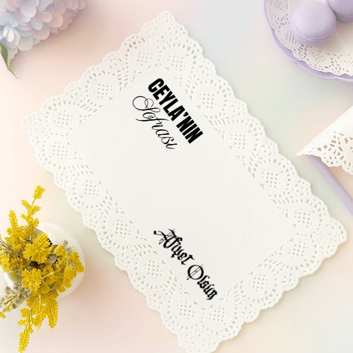 Kişiye Özel Mevlid Amerikan Servis – İsimli Dantel Masa Altlığı