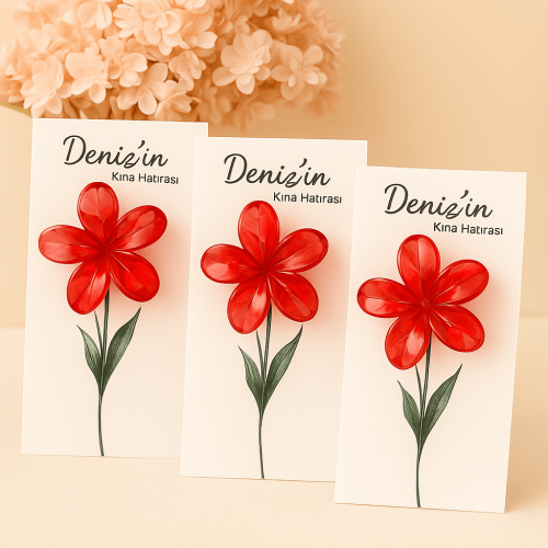 Lotus Şeklinde Kına Hatırası Toka – Kişiye Özel Kartlı