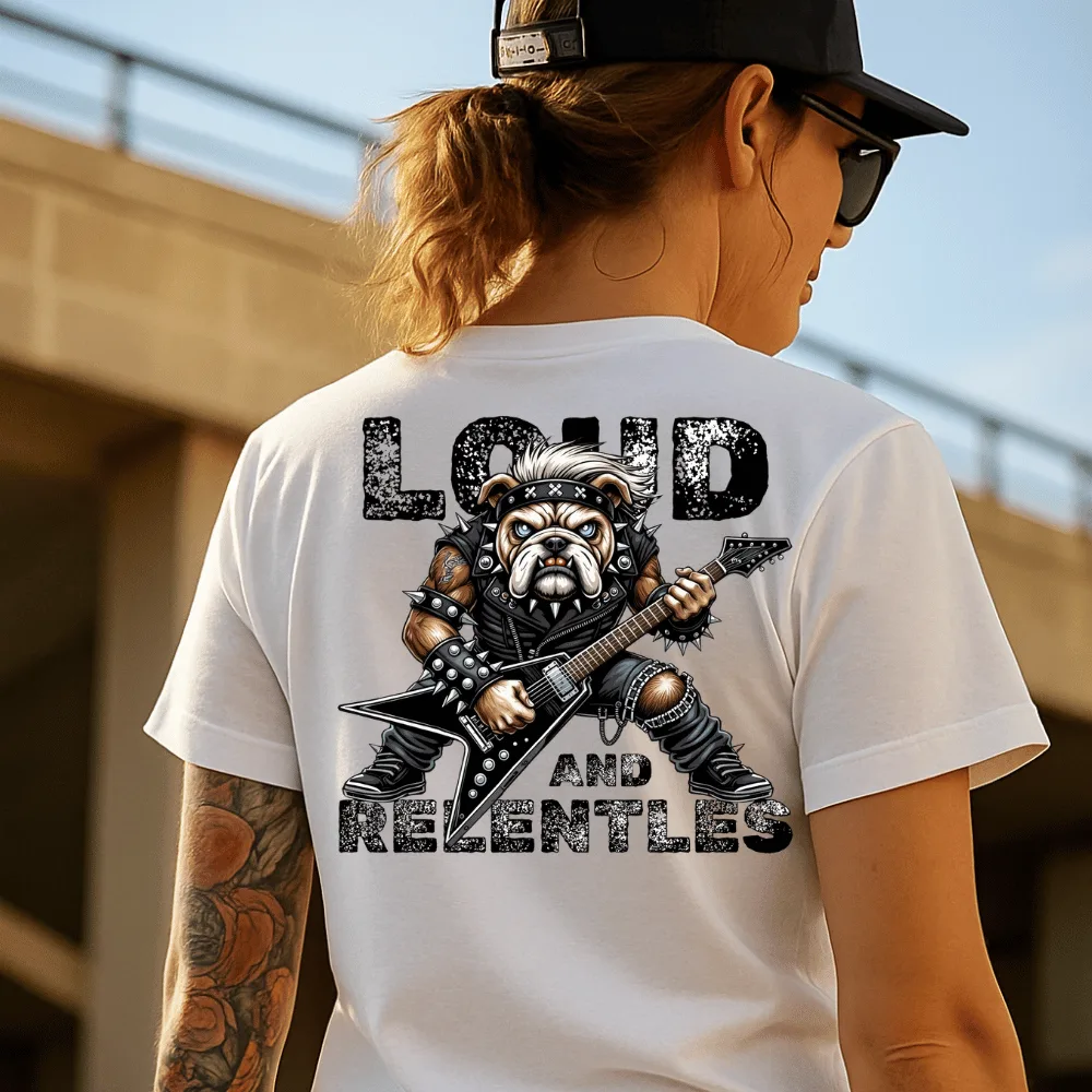 Loud & Relentless Metal Bulldog Baskılı Oversize Tişört – Rock Beast Edition Loud & Relentless Metal Bulldog Baskılı Oversize Tişört – Rock Beast Edition