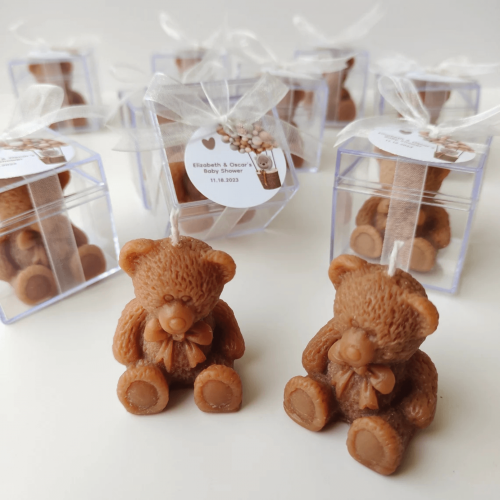 Mini Ayıcık Şekilli Bebek Hediyelik Mum – Kutu ve Kurdeleli