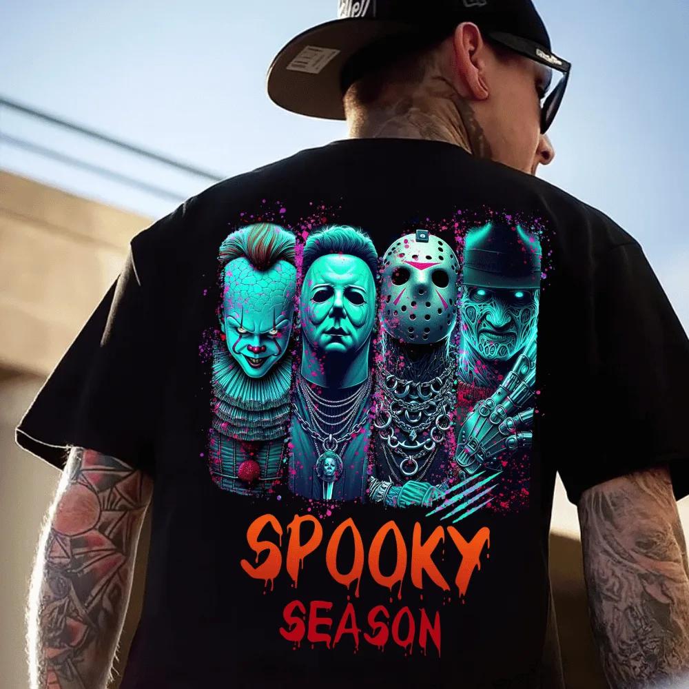 Spooky Season Korku Temalı Stilize Karakter Baskılı Oversize Tişört Spooky Season Korku Temalı Stilize Karakter Baskılı Oversize Tişört