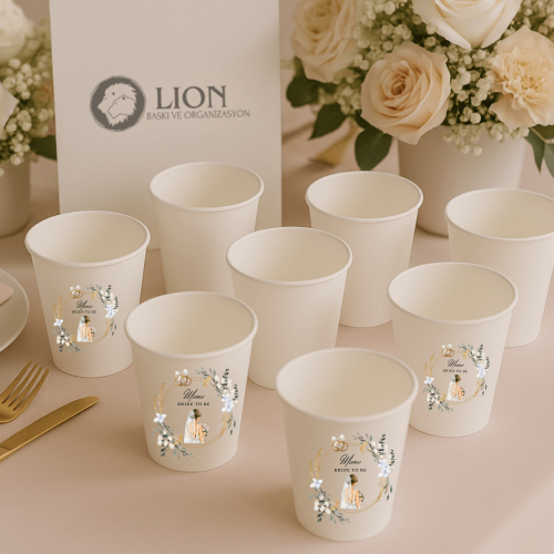 Sticker Baskılı Karton Bardak – Kişiye Özel Düğün & Nişan Bardağı